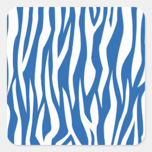Pegatina Cuadrada Denim Blue Zebra Print