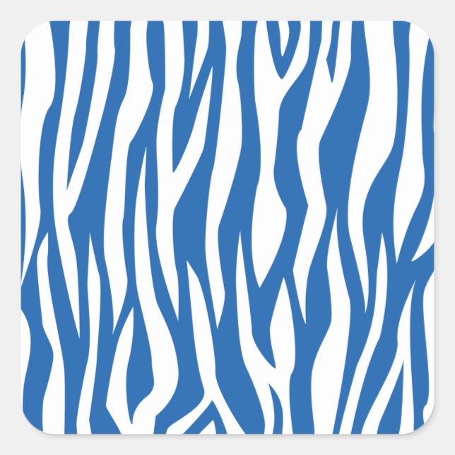 Pegatina Cuadrada Denim Blue Zebra Print (Anverso)