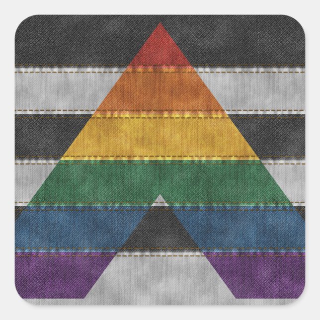Pegatina Cuadrada Denim Textured Seamless LGBT Ally Prily Flag (Anverso)