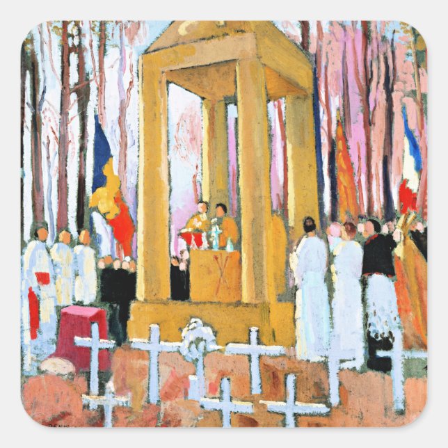 Pegatina Cuadrada Denis - Masa frente a la tumba de Ernest Psichari (Anverso)