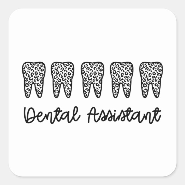 Pegatina Cuadrada Dental Assistant | Gifts for Assistant Dentist (Anverso)