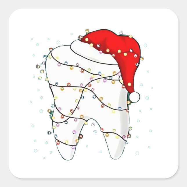 Pegatina Cuadrada Dental Navidad Inodoro Dentista Fiesta (Anverso)