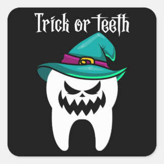 Pegatina Cuadrada Dentist Dental Halloween Dentist Dentist Trick or