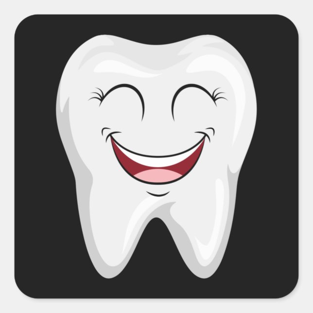 Pegatina Cuadrada Dentist Teeth Dental Médica Diente Diente Graciosa (Anverso)
