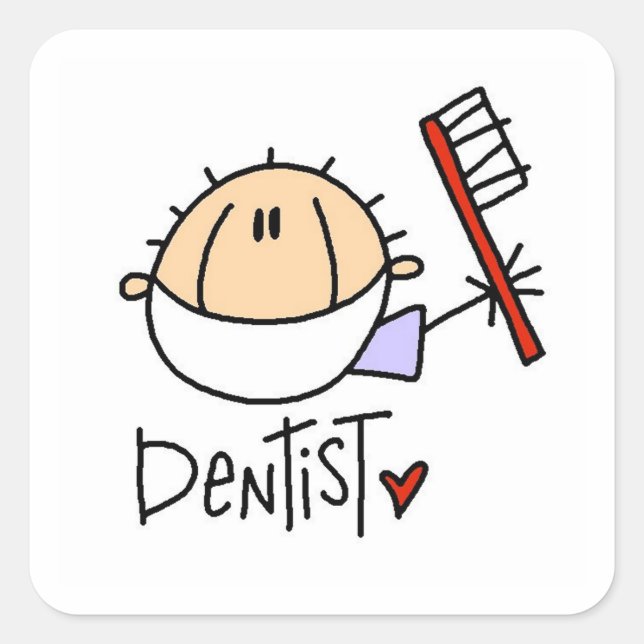 Pegatina Cuadrada Dentista (Anverso)