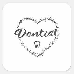 Pegatina Cuadrada Dentista, escuela dental, oficina de dentista