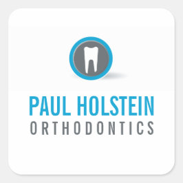 Pegatina Cuadrada DENTISTA moderno logotipo profesional dental gris 