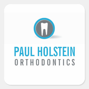 Pegatina Cuadrada DENTISTA moderno logotipo profesional dental gris 