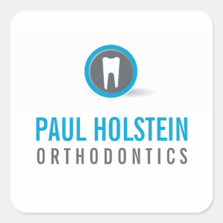 Pegatina Cuadrada DENTISTA moderno logotipo profesional dental gris 