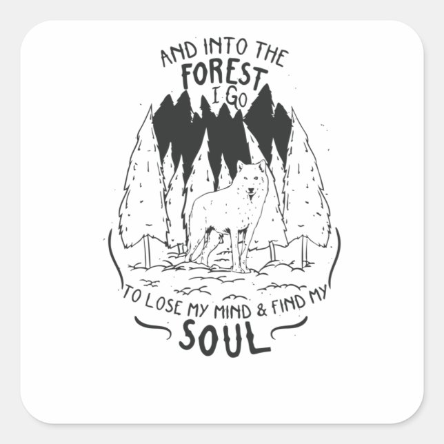 Pegatina Cuadrada dentro del bosque voy (Anverso)