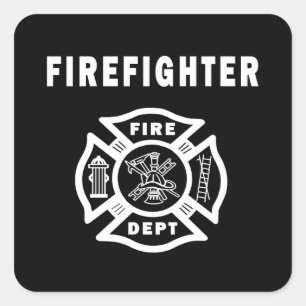 Pegatina Cuadrada Departamento de Bomberos