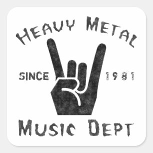 Pegatina Cuadrada Departamento de Música Metalizado Pesada
