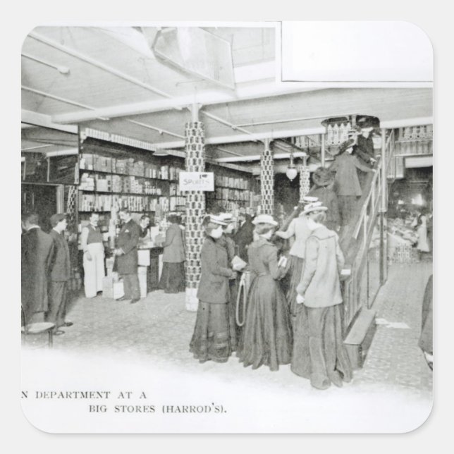 Pegatina Cuadrada Departamento de Provisión de Harrods, c.1901 (Anverso)