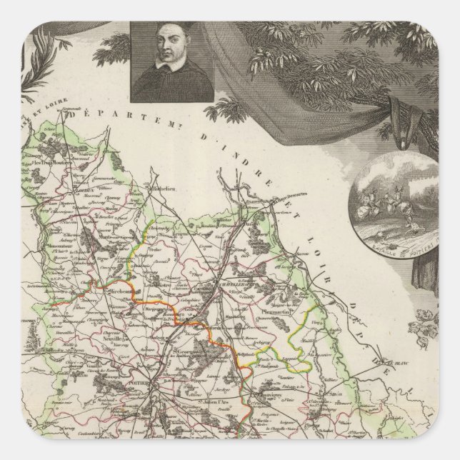 Pegatina Cuadrada Departamento De Viena (Anverso)