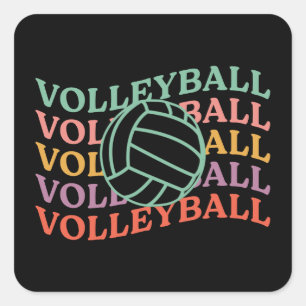 Pegatina Cuadrada Deporte de voleibol retro