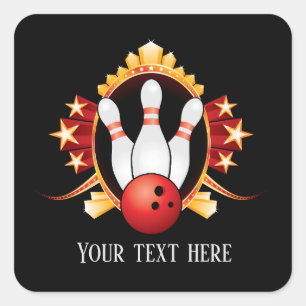 Pegatina Cuadrada deportes de boliche lindo agregar texto
