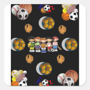 Pegatina Cuadrada Deportes de Fútbol con Bolsa de Regalo