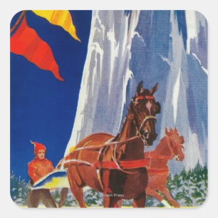 Pegatina Cuadrada Deportes de invierno en Yosemite PosterYosemite,