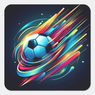 Pegatina Cuadrada Deportes de velocidad de fútbol ciber futurista