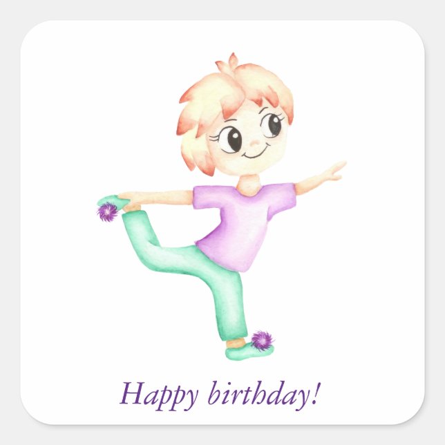 Pegatina Cuadrada Deportista de niñito con jengibre divertido (Anverso)