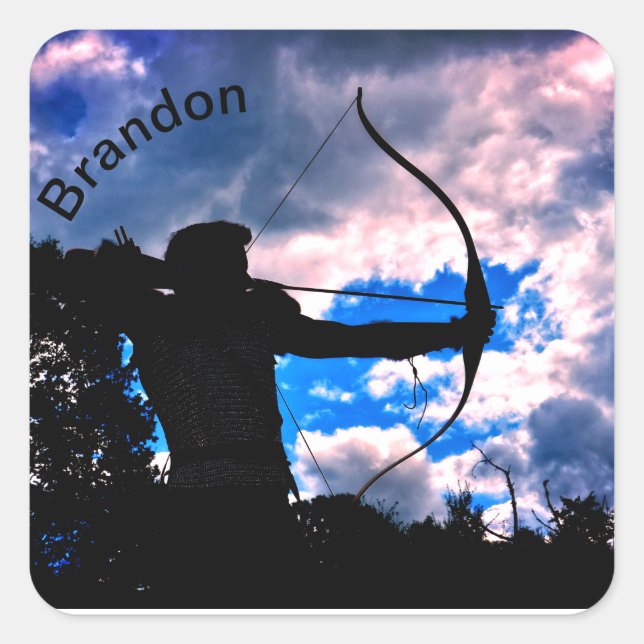 Pegatina Cuadrada Der Bogenschütze (Anverso)
