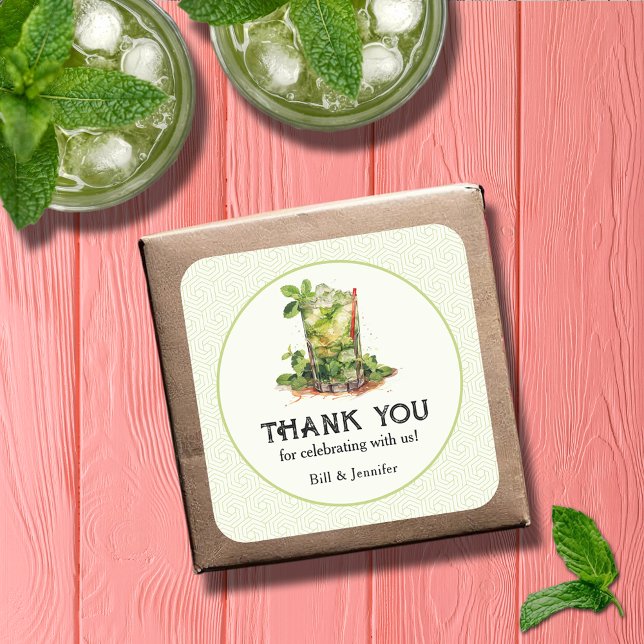 Pegatina Cuadrada Derby de Julep de menta a la acuarela (Watercolor Mint Julep Talk Derby to Me Square Stickers - 2 sizes available)