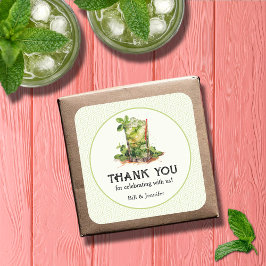 Pegatina Cuadrada Derby de Julep de menta acuarela