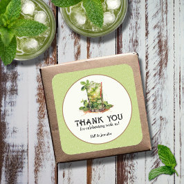 Pegatina Cuadrada Derby de Julep de menta acuarela