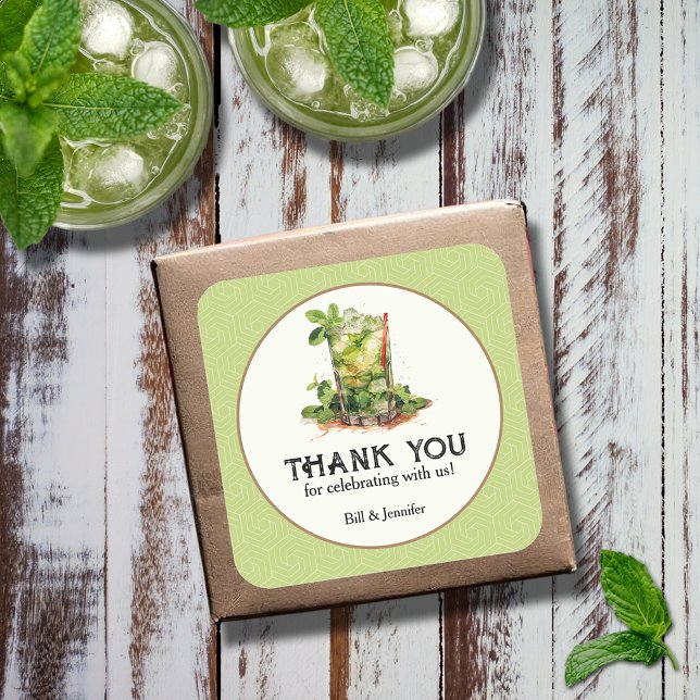 Pegatina Cuadrada Derby de Julep de menta acuarela (Watercolor Mint Julep Talk Derby to Me Square Stickers - 2 sizes available)
