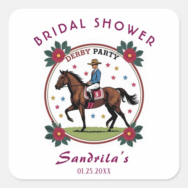 PEGATINA CUADRADA DERBY PARTY (Anverso)