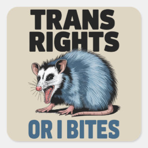 Pegatina Cuadrada Derechos Trans O Yo Muerdo Gay Divertido Orgullo L