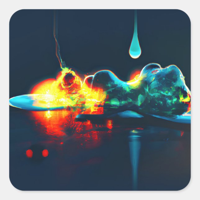 Pegatina Cuadrada Derivación líquida brillante (Anverso)