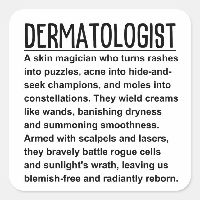 Pegatina Cuadrada Dermatólogo (Anverso)