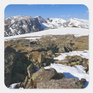 Pegatina Cuadrada Derretimiento de nieve en las Montañas Rocosas