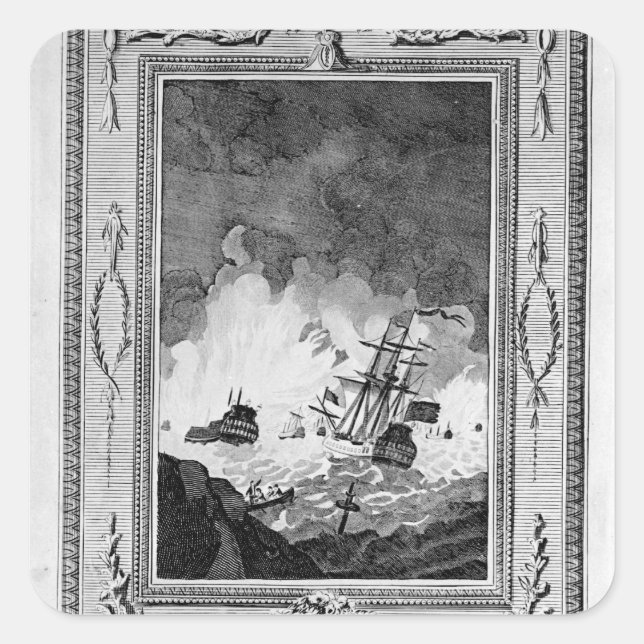 Pegatina Cuadrada Derrota de la Armada Española (Anverso)