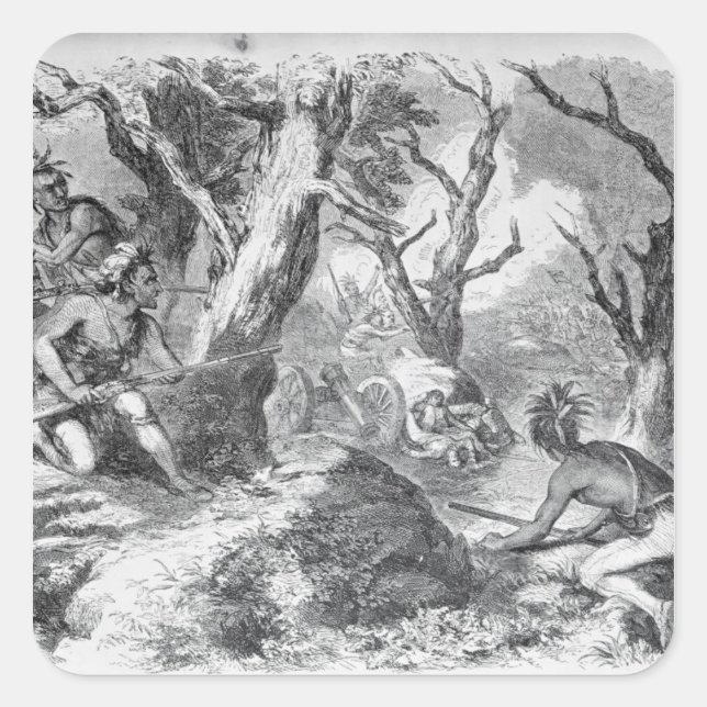 Pegatina Cuadrada Derrota del General Braddock (Anverso)