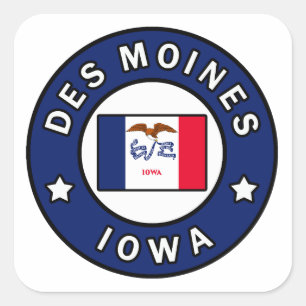 Pegatina Cuadrada Des Moines Iowa