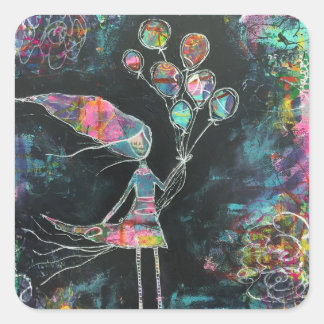 Pegatina Cuadrada Desafiar a los Pegatinas de arte lógico