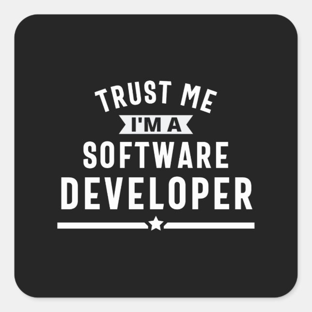 Pegatina Cuadrada desarrollador de software (Anverso)