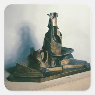 Pegatina Cuadrada Desarrollo de una botella en el espacio, 1912