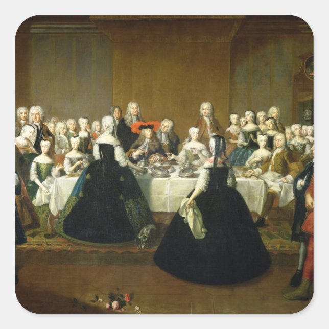 Pegatina Cuadrada Desayuno boda (Anverso)