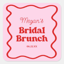 Desayuno Brunch de Boda con Borde Ondulado Rosa Ro