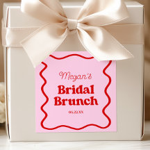 Desayuno Brunch de Boda con Borde Ondulado Rosa Ro