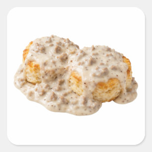 Pegatina Cuadrada Desayuno de galletas y salsa