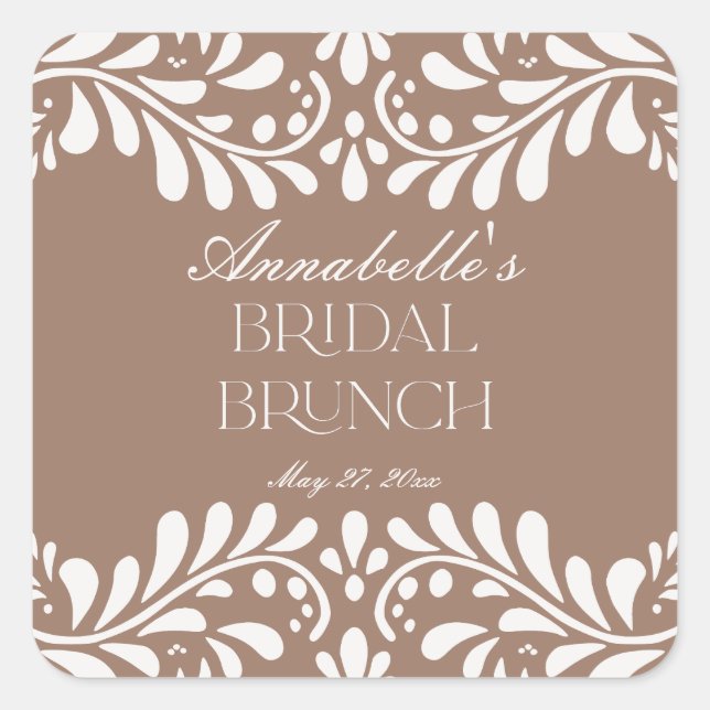 Pegatina Cuadrada Desayuno nupcial de fiesta española Talavera marró (Anverso)