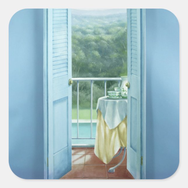 Pegatina Cuadrada Desayuno St. Maxime 1984 (Anverso)