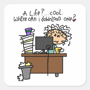 Pegatina Cuadrada Descargar humor de vida