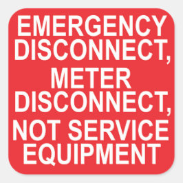 Pegatina Cuadrada Desconexión del medidor de desconexión de emergenc