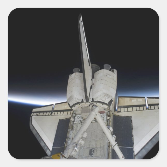Pegatina Cuadrada Descubrimiento del lanzador espacial 6 (Anverso)
