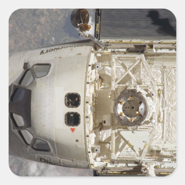 Pegatina Cuadrada Descubrimiento del transbordador espacial 12 (Anverso)